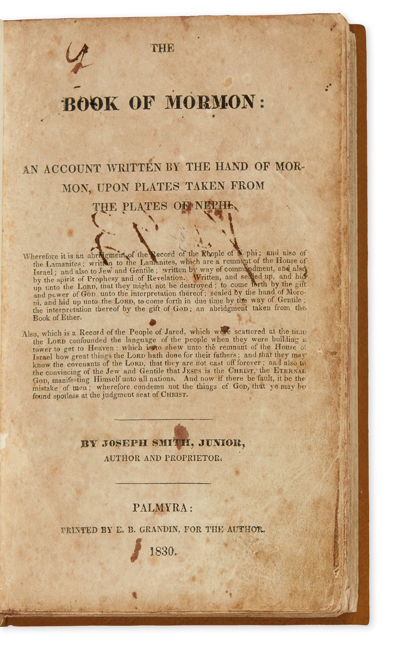 thumbnail Lot 198 Book of Mormon Courtesy of Swann Auction Galleries
